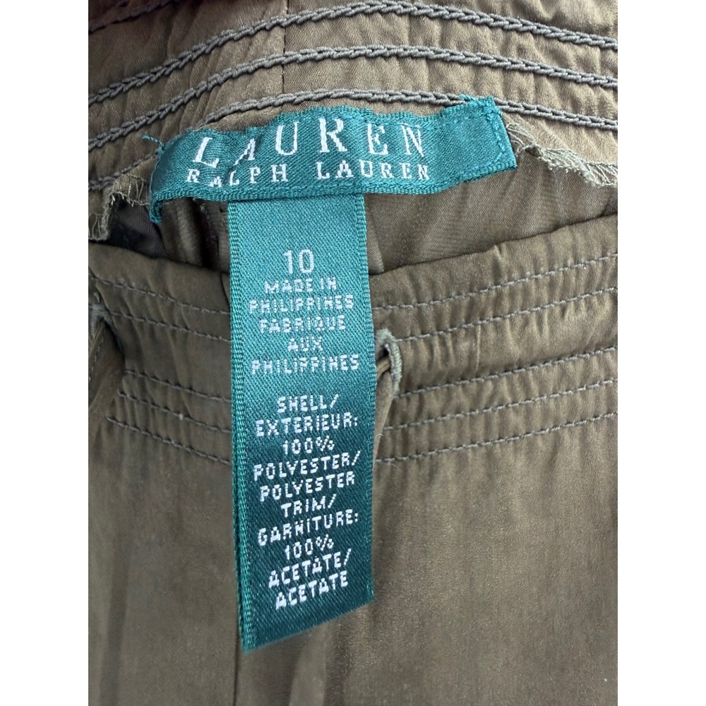 NWT Ralph Lauren Wide Leg Pants Women 10 Olive Green Cropped Boho Earthy Chic - Picture 3 of 9